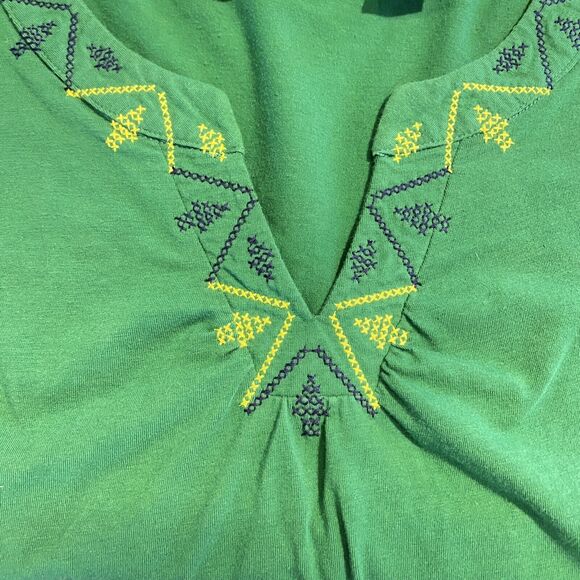 Real Comfort Womens Bundle 2 Tees Kelly Green Turq Cap sleeves XL Embroidery NEW - Picture 3 of 10